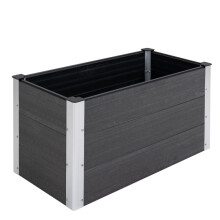 Hochbeet Wetterfester Pflanzkasten aus WPC + Aluminium, ohne Boden, Grau, 100x50x50cm