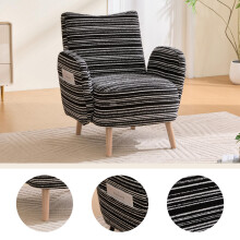Moderner Sessel, Stoff mit Kreismuster, mit seitlicher Tasche, Beine aus Massivholz, bequemer Lesesessel, Wohnzimmer, Schlafzimmer, Bür