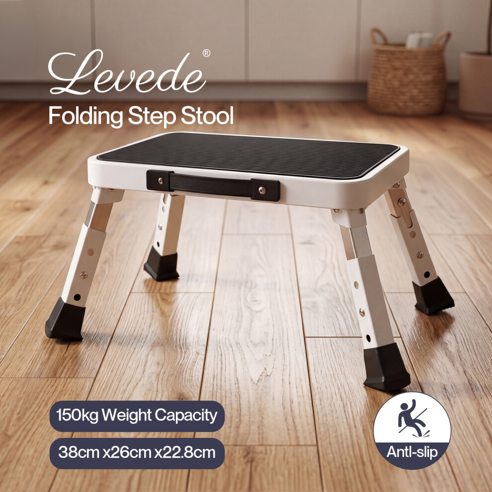 Levede Folding Step Stool Adjustable Non Slip Portable Foot Stool 9356877372797