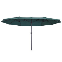 Sonnenschirm Gartenschirm Marktschirm Doppelsonnenschirm Terrassenschirm mit Handkurbel Dunkelgrün Oval 460 x 270 x 240 cm
