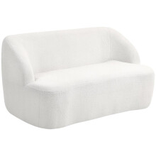 2-Sitzer-Sofa, geschwungenes Design, Polstersofa mit Fleece-Bezug, für Wohnzimmer, Schlafzimmer, Homeoffice, Cremeweiß