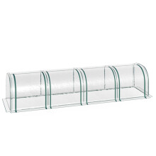 Tunnelgewächshaus, 4 Fenster mit Reißverschluss, Stahlrahmen, robuste Plane, transparent, 395 x 100 x 80cm