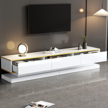 200*40*40cm Fernsehschrank, Lowboard mit 3 Schubladen, Hochglanz-TV-Ständer,Wohnzimmerschrank mit großem Stauraum, Warmweißer TV-Tisch
