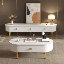 Leichte Luxus-TV-Schrank-Couchtisch-Kombination, Wohnzimmer-Kombination, mit Schubladen, abgerundete Ecken
