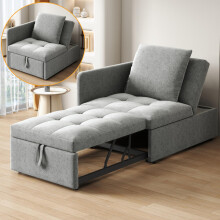 Polsterbett Schlafsofa 3 in 1 Multifunktions-Schlafsofa, Leinenstoffsofa mit verstellbarer Rückenlehne, Liegesofa für kleine Räume