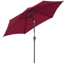Knickschirm Sonnenschirm Gartenschirm Marktschirm mit Handkurbel Alu 2,6 m Durchmesser 180g/m² Polyester Rot, ideal für Garten & Terras