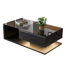 Couchtisch, Hochglanzschwarz. Beistelltische, Couchtische mit Glas und LED-Effekt