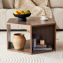 Sechseckiger multifunktionaler Couchtisch (79 x 69,4 x 40 cm) – Einfach zu montierendes modernes Design für vielseitige Räume, das erw