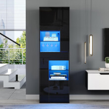 55*38*170cm Verkaufsvitrine, Hochschrank mit 1 Schublade und 4 Schränken,Glasvitrine Vitrinenschränke mit led , Vitrinen Mit Hochglanz-