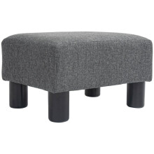 Sitzhocker Hocker mit Leinenoptik Moderner Fußhocker Polsterhocker Ottomane für Schlafzimmer, Wohnzimmer, Dunkelgrau