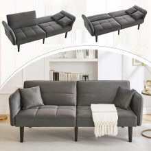 2-in-1 Verstellbares Schlafsofa – Zweisitzer mit Samtbezug, klappbaren Armlehnen & Schlaffunktion,ideal für kleine Räume