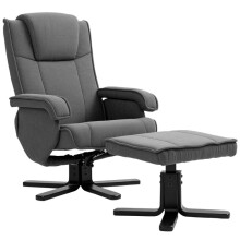 Relaxsessel mit Hocker, 360drehbarer Fernsehsessel mit Verstellbar Rückenlehne, Liegefunktion, Wippfunktion, TV-Sessel mit Samtoptik,