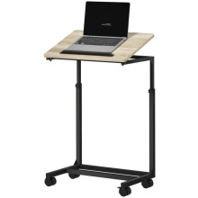 Beistelltisch in C-Form, Höhenverstellbarer Couchtisch mit Rollen, Sofatisch Laptop-Tisch für kleine Räume, Wohnzimmer, 55 x 36 x 62,5-