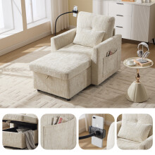 Multifunktionales Liegesofa, Loungesessel mit Handyhalterung, Chenille-Einzelsessel, geeignet für Wohnzimmer, Schlafzimmer und kompakte