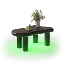 Schwarzer Couchtisch in Cloud-Form aus MDF mit 16-farbiger LED-Beleuchtung & Schublade – Moderner Wohnzimmertisch, mit Stauraum