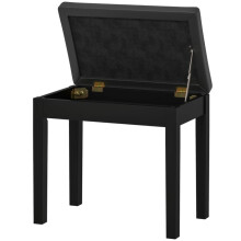 Klavierbank Klavierhocker mit Stauraum, Holzbeine Pianobank Kunstleder, Schwarz, 55 x 34 x 50 cm