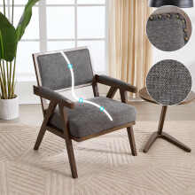 Mid-century modern fabric lounge chair Einzelner Sofasessel mit Armlehnen Holzrahmen gepolsterte Liege Geeignet für Wohnzimmer/Schlafzi