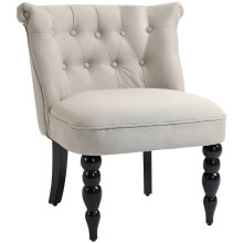 Relaxsessel Vintage Ruhesessel Polstersessel 67x67x78 cm, Leinenbezug Holzgestell Beige Schwarz, ideal für Esszimmer & Wohnzimmer