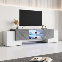 180 * 40 * 46.5cm einfacher weißer und grauer TV-Schrank mit Bluetooth-LED, Lowboard TV Schrank geeignet für Wohnzimmer-TV-Schränke mit