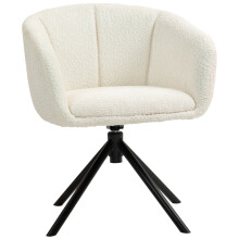 Sessel Loungesessel mit Armlehne, 360 Drehfunktion, Leinenoptik, Drehsessel mit Metallbeine, für Wohnzimmer, Schlafzimmer, Cremeweiß