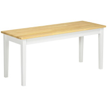 Sitzbank 2-Sitzer bis 220 kg belastbar aus Kiefernholz in Weiß, Essbank Küchenbank Wohnzimmerbank 102 x 36 x 45 cm