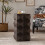 60CM Height Three-dimensional Embossed Pattern Design Retro Side Table Retro Wooden Nightstand Brown,No Assembly Required 1
