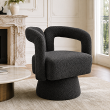 360 Grad drehbare Kuschelfass-Akzentstühle, runde Sessel mit breiter Polsterung, flauschiger Stoffsessel für Wohnzimmer, Schlafzimmer,