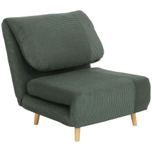 HOMCOM 2-in-1 Schlafsofa Schlafsessel Verstellbar Klappmatratze Gästebett im Cord-Optik, für Schlafzimmer, Wohnzimmer Grün 82 x 89 x 83