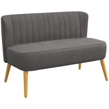 HOMCOM 2-Sitzer Sofa Zweisitzer Loveseat mit Leinenoptik, Doppelsofa, Holzbeine, bis 150 kg, Dunkelgrau, 117 x 56,5 x 77 cm
