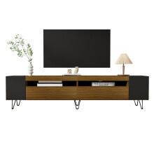 Moderner TV-Schrank, Schwarz und Holzoptik – Länge 180 cm