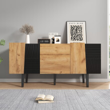 Zeitgenössischer TV-Schrank mit Stauraum für 60"-Fernseher, hölzernes Unterhaltungszentrum mit Massivholzbeinen für TV-Ständer, Sideboa