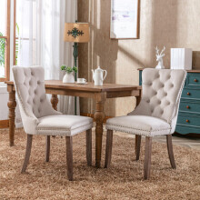 Nikki Collection Modern, High-end Tufted Solid Wood Contemporary Velvet Upholstered Dining Chair with Wood Legs Nailhead Trim 2-Pcs Set