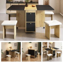 Esstisch-Set, (mit Esstisch, 4 Stühlen), klappbarer Esstisch,120*80*75cm, ausziehbarer Esstisch, multifunktionaler ausziehbarer Esstisc