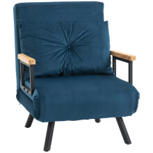 Schlafsofa Relaxsessel Bettfunktion Gästebett Samt Rückenkissen verstellbare Rückenlehne Blau 63x73x81cm