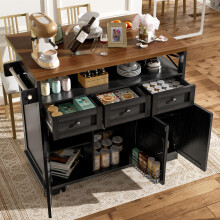 Moderne Kücheninsel (11843-7098cm) Küchenschrank Essschrank mit Holzmaserung Esswagen mit Rädern, mit multifunktionalem Stauraum, h