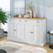 Großes Sideboard mit 4 Türen und 2 Schubladen, moderner Buffetschrank für Esszimmer und Wohnzimmer, 150 x 86 x 40 cm (L/B/H) – (Antikw