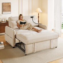 Modernes Doppel-Klappschlafsofa, Multifunktionssofa mit Schlaffunktion, verstellbare Rückenlehne, Handyhalter, USB-Ladeanschluss, geeig