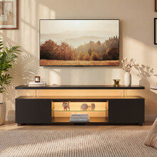 TV Stand for 60 Inch TV LED Gaming Entertainment Center Media Storage Console Table with Large Side Cabinet for Living Room( Black)