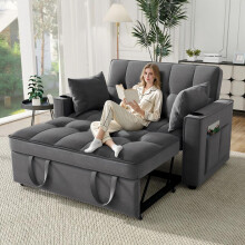 Klappbares Schlafsofa, Multifunktionssofa mit Schlaffunktion, Schlafsofa mit Getränkehalter und Kissen, geeignet für Wohnzimmer, Schlaf