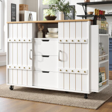 Küchenschrank, Servierwagen mit Holzmaserung, Küchenwagen mit rollen und arbeitsplatte, Küchenwagen mit Gewürzregal und Handtuchhalter,