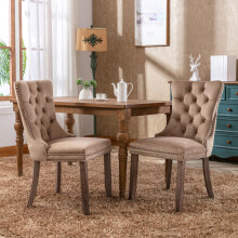 Nikki Collection Modern, High-end Tufted Solid Wood Contemporary Velvet Upholstered Dining Chair with Wood Legs Nailhead Trim 2-Pcs Set