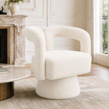 (Old SKU:W1880P163395)360 Grad drehbare Kuschelfass-Akzentstühle, runde Sessel mit breiter Polsterung, flauschiger Stoffsessel für Wohn