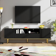 Moderner TV-Schrank, TV-Möbel mit goldenen Füßen und goldenem Rand