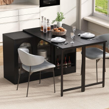 Moderner Bartisch, Ausziehbar 360 Drehbare Bartisch Mit Stauraum, Reversibel Tisch Sideboard Bar Mit Glasschranktür, Bar Tisch Für Kü