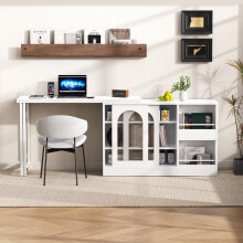 Moderner Bartisch, Ausziehbar 360 Drehbare Bartisch Mit Stauraum, Reversibel Tisch Sideboard Bar Mit Glasschranktür, Bar Tisch Für Kü