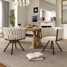 Samt-Esszimmerstuhl, 2er set, einzelner heller Luxus-Wohnzimmer-Schlafzimmer-Drehstuhl, Freizeit-Drehstuhl mit vier Stützbeinen aus Met