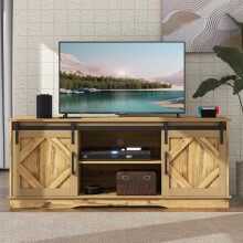 Großer TV-Schrank TV Stand Sideboard Entertainment Center mit 2 klassischen Schiebetüren Einstellbare Regale für Wohnzimmer Esszimmer L