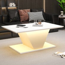 100*50*46cm Couchtisch Sonderform, Kaffeetish mit LED-Leuchten, hochglänzende Wohnzimmertisch, Sofatisch,Beistelltisch,geeignet für kle
