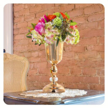 Lussuoso vaso in metallo con cristalli per matrimoni (2/6 pz.), 2 pz-argento