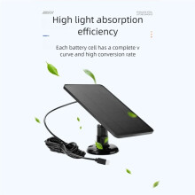 Panel Solar de 3W 6V, Cargador Solar Impermeable IP66, Puerto Tipo C para Cámara de Seguridad Exterior, Dispositivos de Baja Potencia, Color Negro